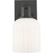 Bridal Veil Sconce Wall Light in Matte Black, Gloss White Glass