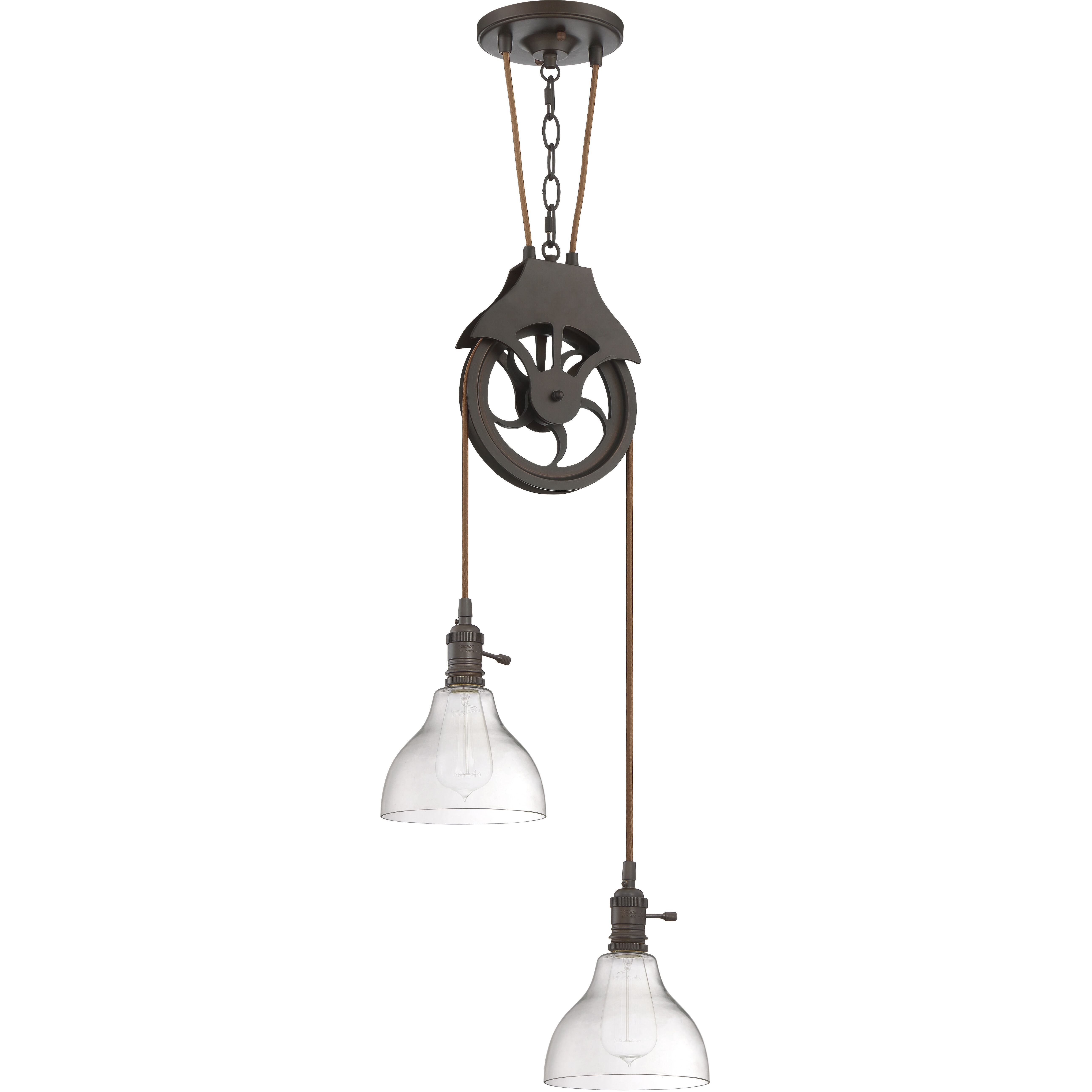 Design & Combine 2 Light 7.5 inch Aged Bronze Brushed Pendant Ceiling Light, Design-A-Fixture