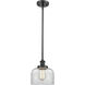 Ballston Large Bell 1 Light 8 inch Matte Black Pendant Ceiling Light in Clear Glass, Ballston