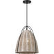 Sean Lavin Norman 1 Light 13.38 inch Midnight Black with Ash Wicker Pendant Ceiling Light