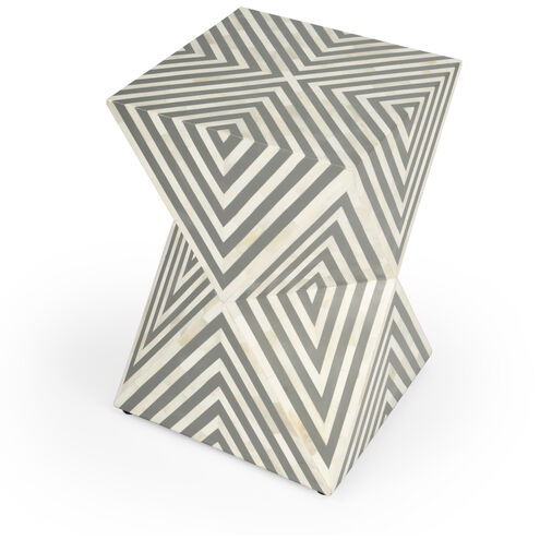 Anais and Grey Bone Inlay Side Table in Gray and White