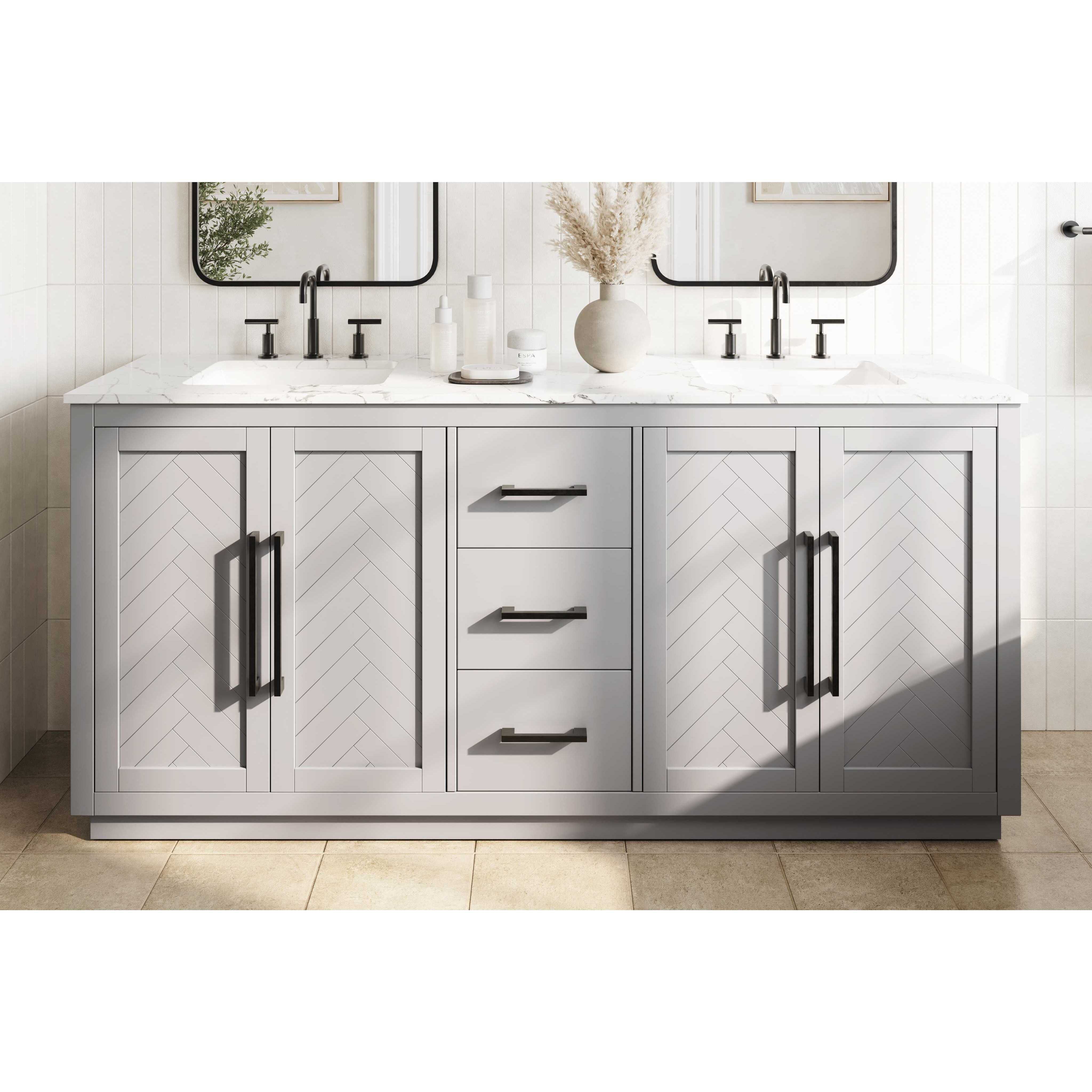 Chase 72 X 34 inch Grey Bathroom Vanity Cabinet