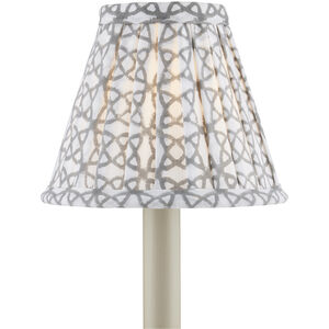 Block Print Natural and Gray Pleated Chandelier Shade