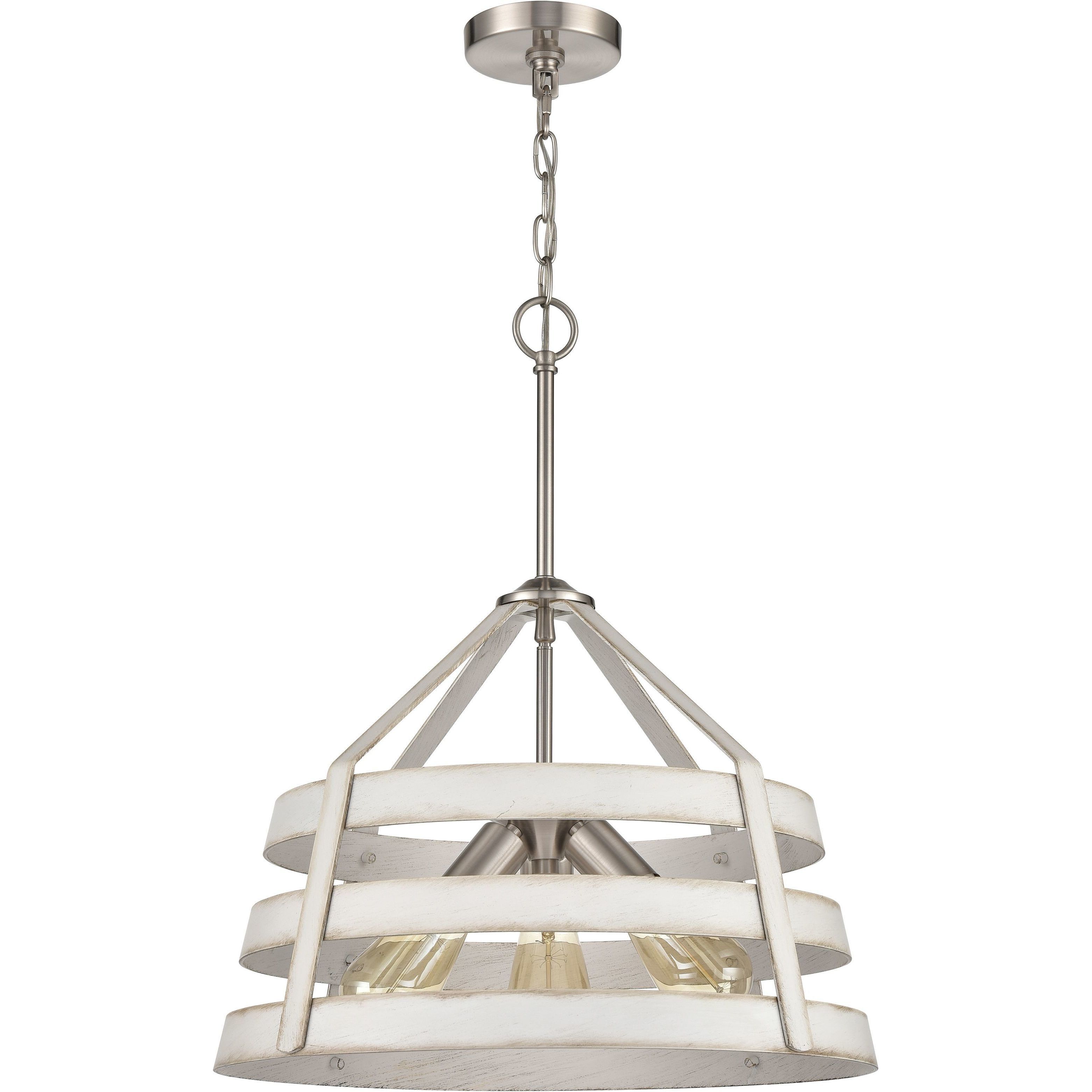 Brigantine 3 Light 18 inch Weathered White with Satin Nickel Chandelier Ceiling Light