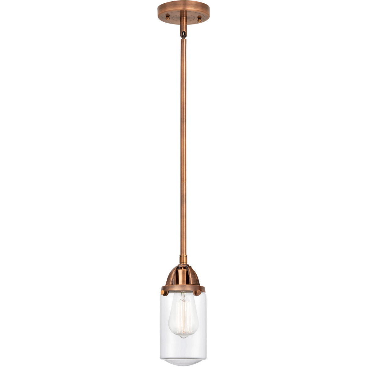 Nouveau 2 Dover 1 Light 5 inch Antique Copper Mini Pendant Ceiling Light in Clear Glass