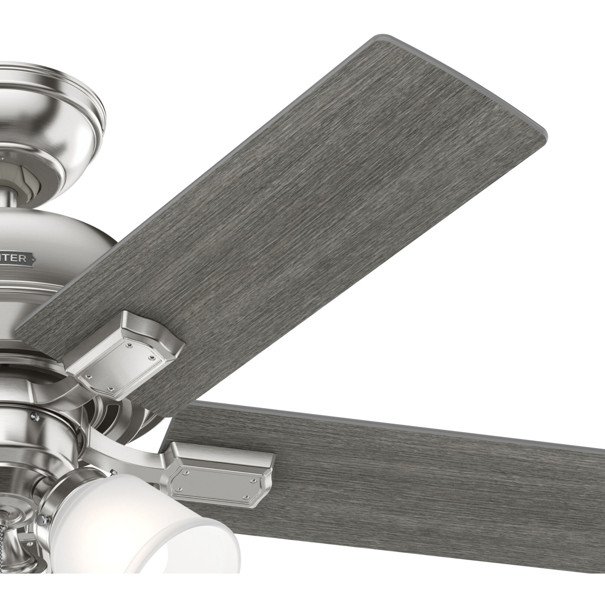 Crystal Peak 44 inch Brushed Nickel with Light Gray Oak/Dark Gray Oak Blades Ceiling Fan