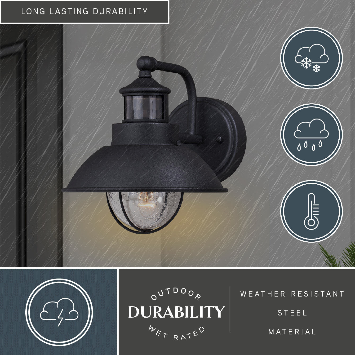 Harwich Textured Black Outdoor Motion Sensor