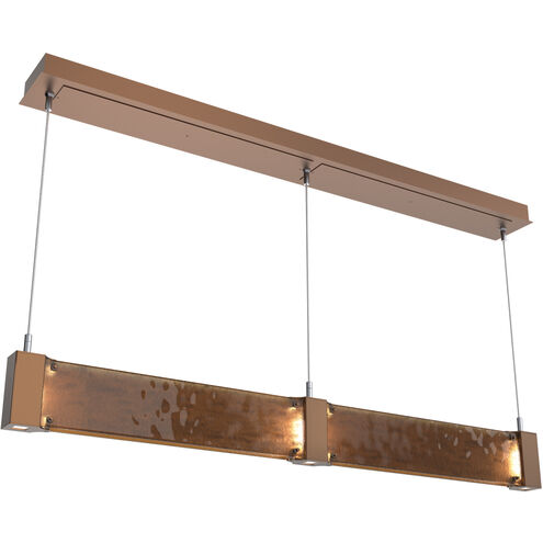 Parallel LED Burnished Bronze Linear Pendant Ceiling Light in 3000K LED, Bronze Granite