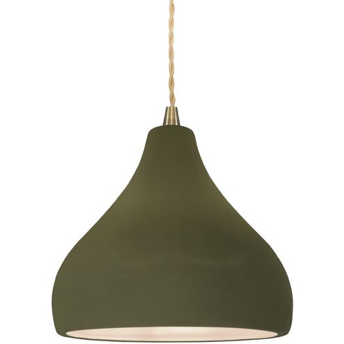 Radiance 1 Light 8 inch Matte Green and Antique Brass Pendant Ceiling Light