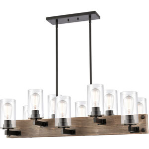 Diego LED 37 inch Matte Black Island Light Ceiling Light in Clear Glass