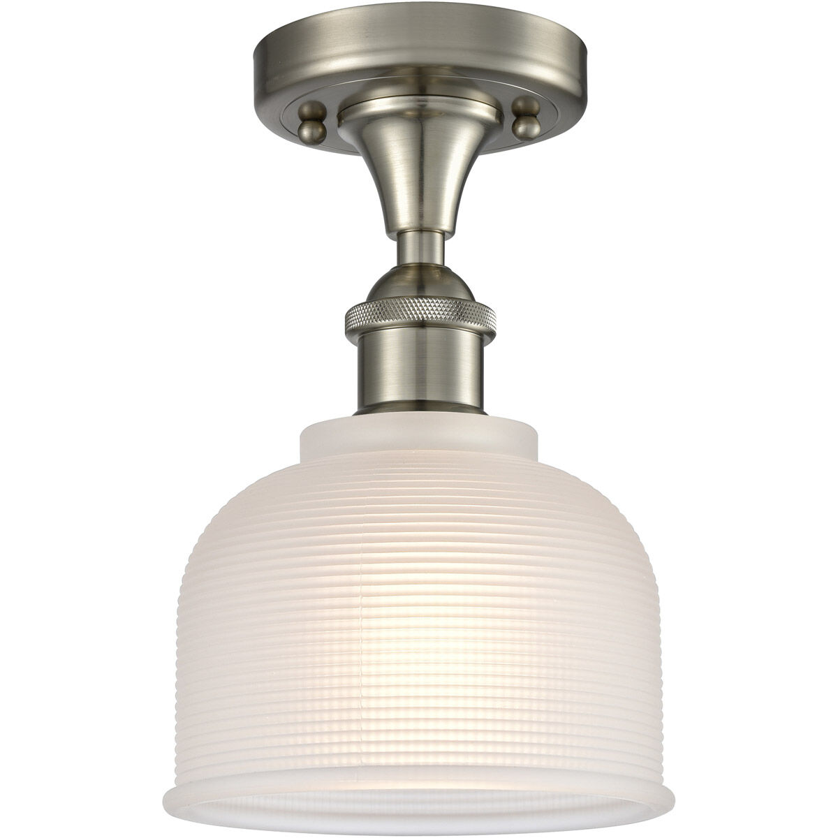 Ballston Dayton LED 6 inch Brushed Satin Nickel Flush Mount Ceiling Light in White Glass, Ballston