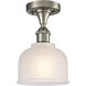 Ballston Dayton 1 Light 6 inch Brushed Satin Nickel Flush Mount Ceiling Light in White Glass, Ballston