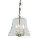 Greenwich 3 Light 10 inch Pewter Bell Jar Pendant Ceiling Light in Satin Nickel