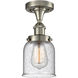 Ballston Small Bell LED 5 inch Brushed Satin Nickel Flush Mount Ceiling Light in Seedy Glass, Ballston