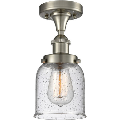 Ballston Small Bell LED 5 inch Brushed Satin Nickel Flush Mount Ceiling Light in Seedy Glass, Ballston