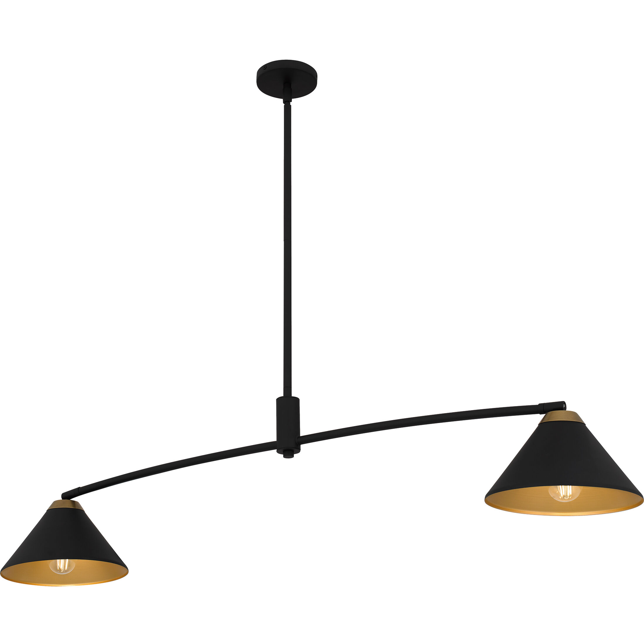 Alscott 2 Light 52 inch Matte Black Linear Chandelier Ceiling Light, Large