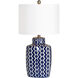 Beryl 14 inch 100 watt Blue and White with Satin Nickel Table Lamp Portable Light