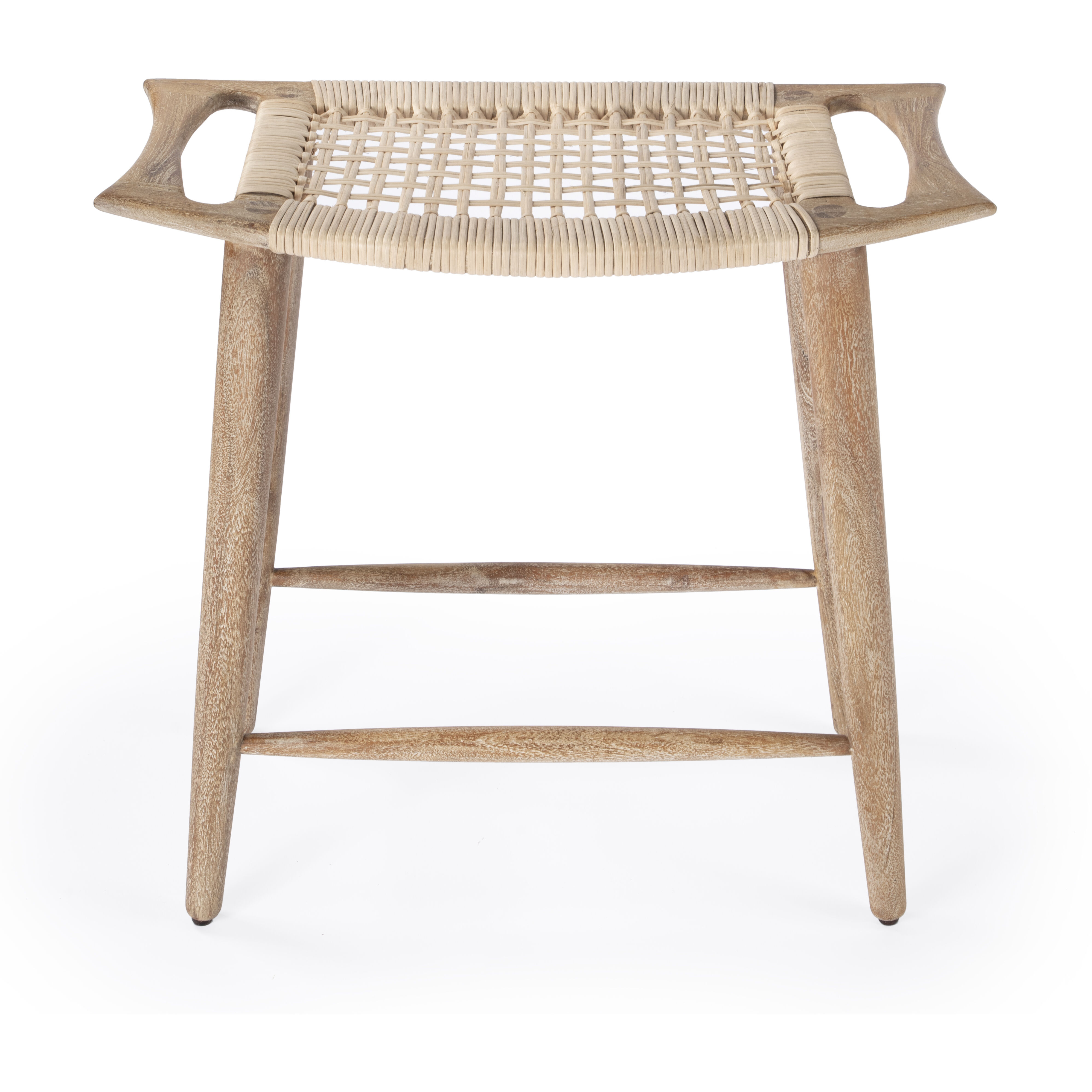 Tristan Natural Wood & Rattan 24.75" Counter Stool in Light Brown