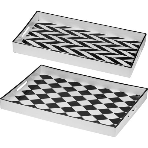 Quinn Black and White Tray, Set of 2