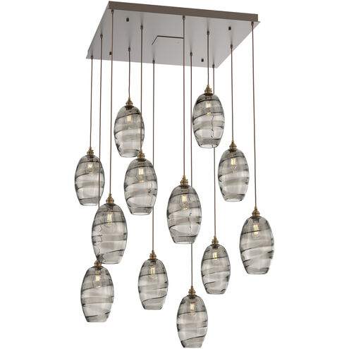 Ellisse 12 Light Flat Bronze Chandelier Ceiling Light, Square Multi-Port