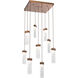 Parallel LED 26 inch Burnished Bronze Chandelier Ceiling Light in Clear Granite, 2700K LED, Square Multi-Port