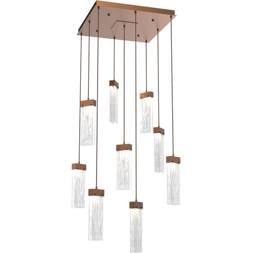 Parallel LED 26 inch Burnished Bronze Chandelier Ceiling Light in Clear Granite, 2700K LED, Square Multi-Port