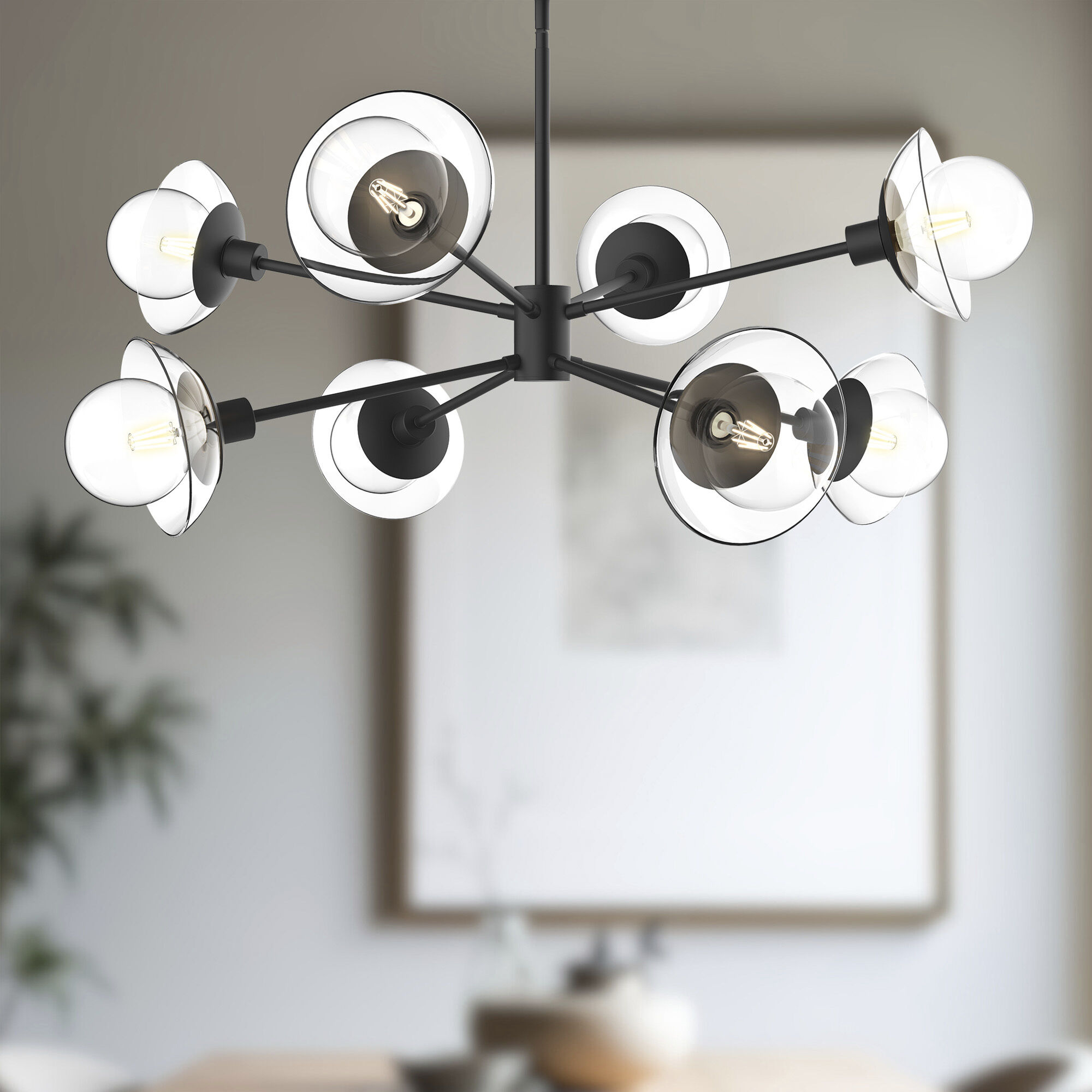 Alora Mood Francesca 8 Light 40 inch Matte Black Chandelier Ceiling Light