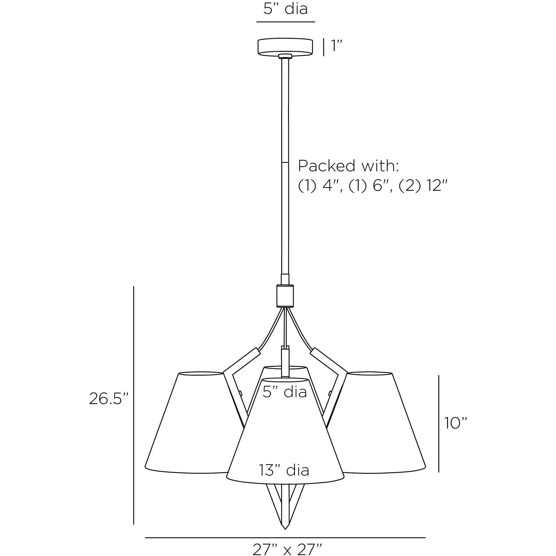 Abrams 4 Light 27 inch Antique Brass Chandelier Ceiling Light