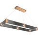 Parallel LED Novel Brass Linear Pendant Ceiling Light in Smoke Granite, 2700K LED, Rectangular