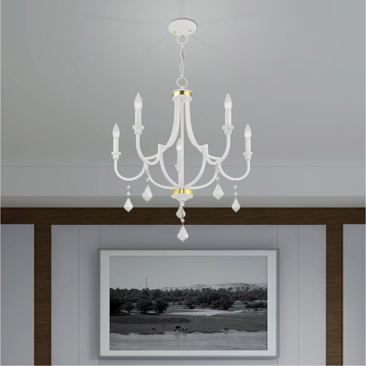 Glendale 5 Light 25 inch White Chandelier Ceiling Light