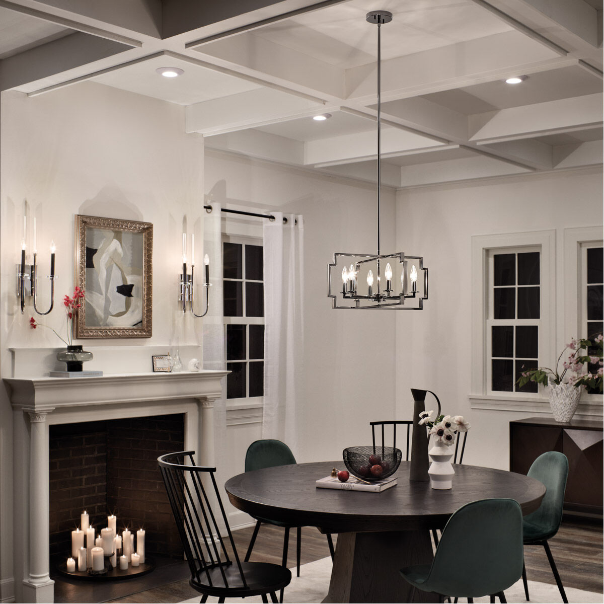 Downtown Deco 6 Light 22 inch Midnight Chrome Chandelier/Semi Flush Ceiling Light