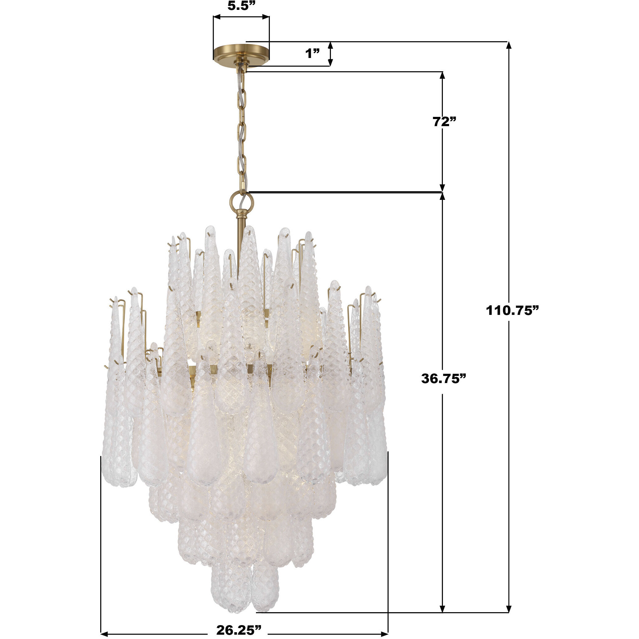 Ollie 16 Light 26.25 inch Aged Brass Chandelier Ceiling Light in Sand Glass Clear