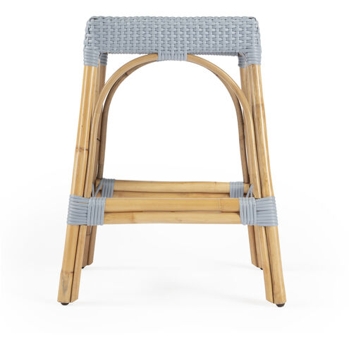 Robias Rectangular Rattan 24.5" Counter Stool in Baby Blue