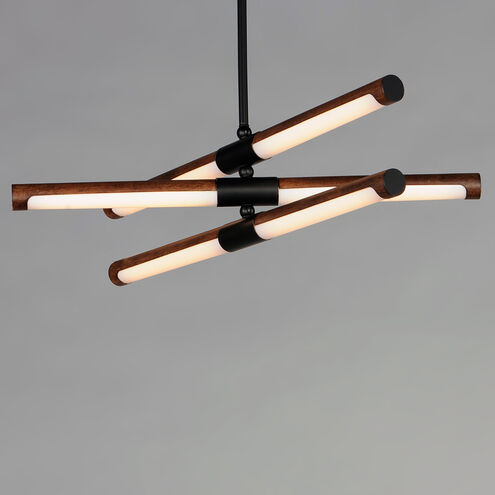 Rollo LED 28 inch Antique Pecan and Black Linear Pendant Ceiling Light