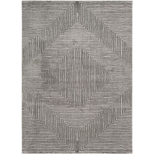 Nepali 114.17 X 78.74 inch Black/Gray/Slate/Cream Machine Woven Rug in 7 x 9, Rectangle