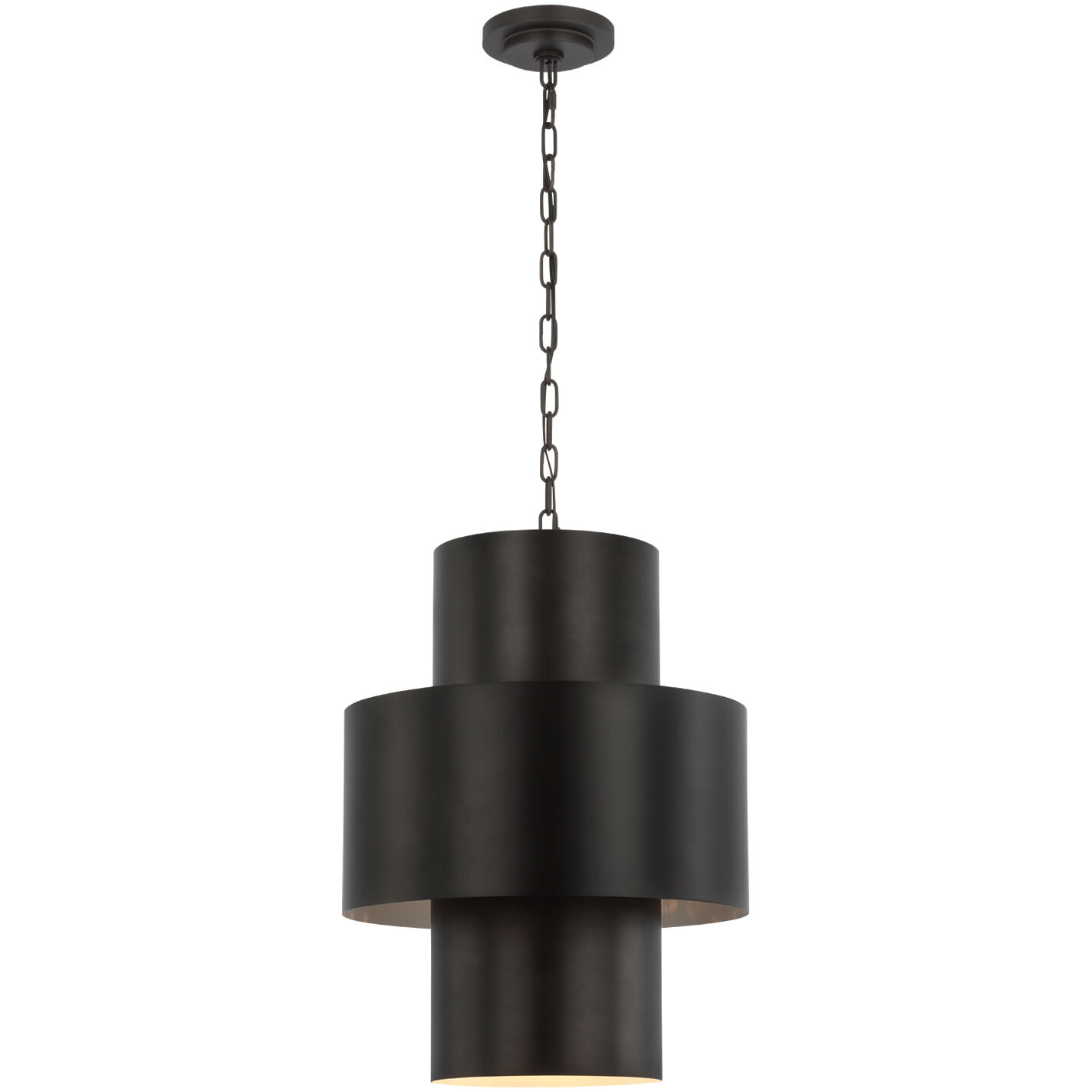 Julie Neill Chalmette LED 16 inch Aged Iron Layered Pendant Ceiling Light