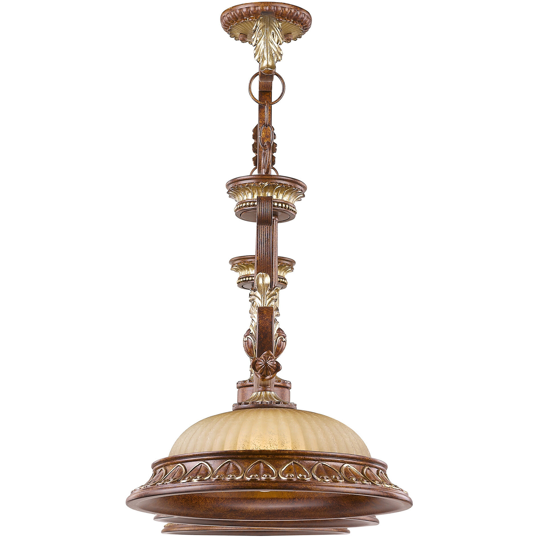 Villa Verona 3 Light 52 inch Verona Bronze with Aged Gold Leaf Accents Island Ceiling Light
