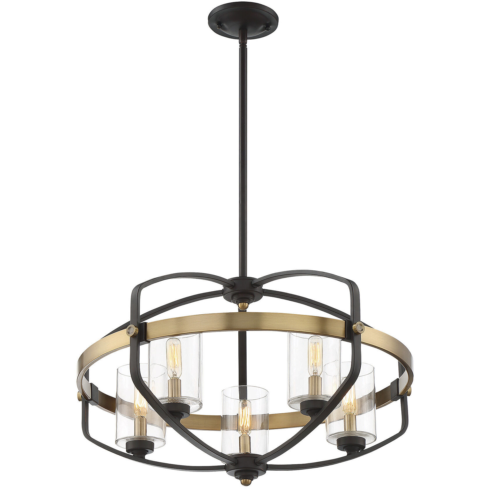 Kirkland 5 Light 24 inch English Bronze and Warm Brass Pendant Ceiling Light