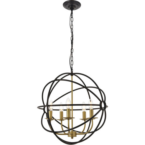Octavia 5 Light 20 inch Brass and Dark Brown Pendant Ceiling Light