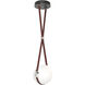 Derby LED 10.9 inch Black and Polished Nickel Pendant Ceiling Light in Leather British Brown/Non-Branded Plate, Black/Polished Nickel, Small