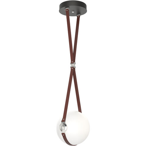Derby LED 10.9 inch Black and Polished Nickel Pendant Ceiling Light in Leather British Brown/Non-Branded Plate, Black/Polished Nickel, Small