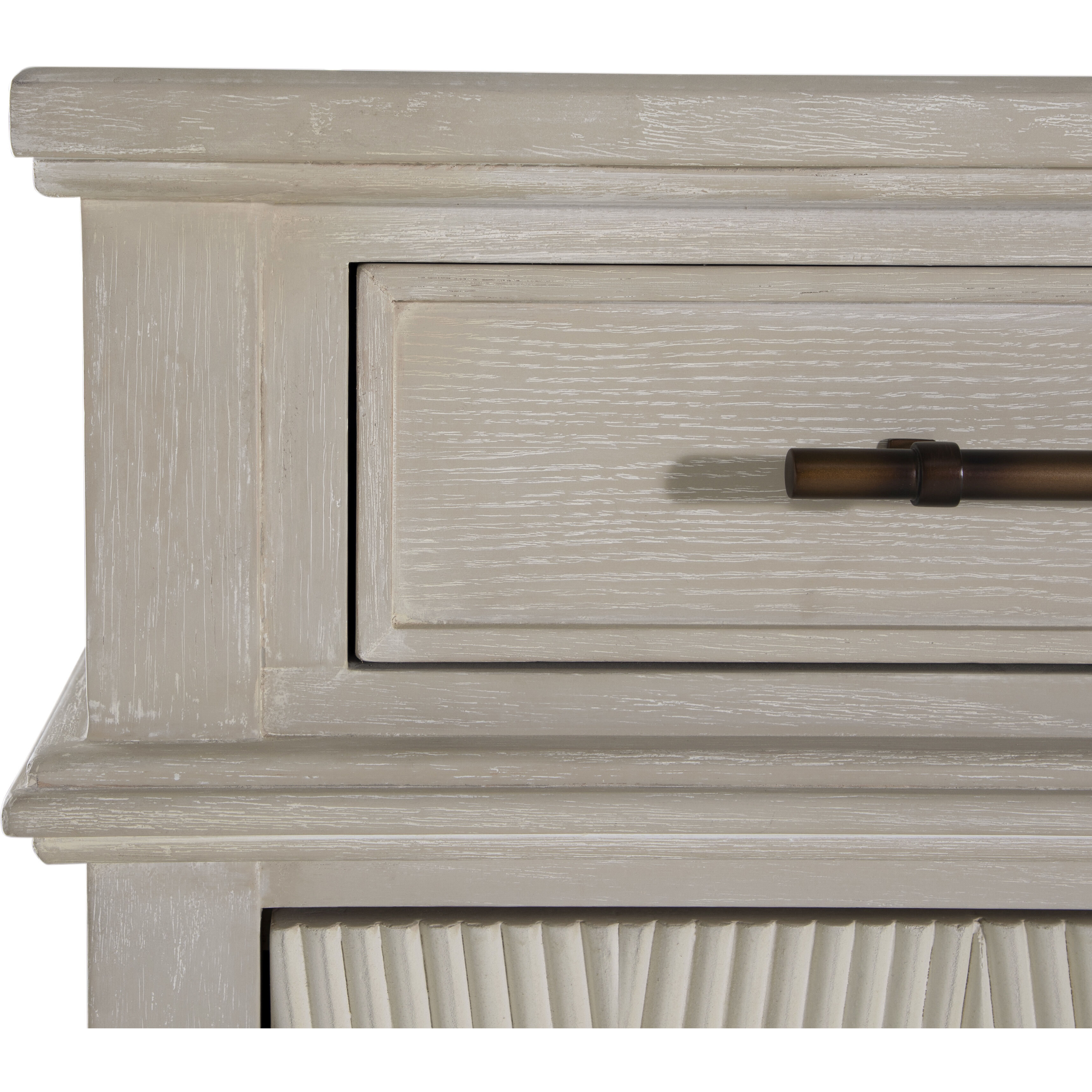 Isaac Cerused White and Sesame White Long Cabinet