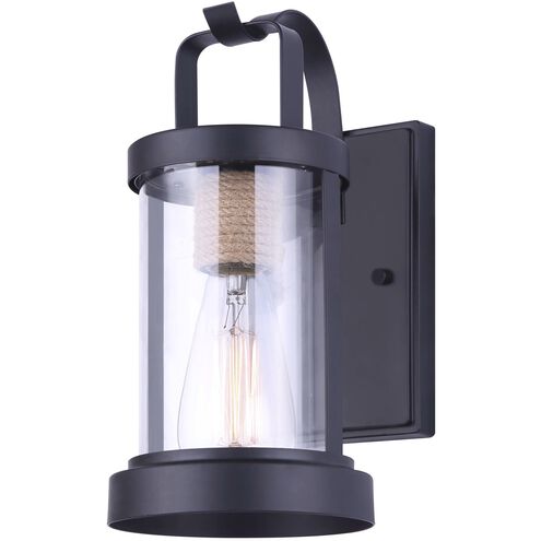 Madison 1 Light 12 inch Matte Black and Rope Outdoor Wall Light