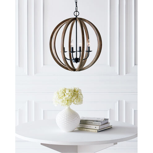Sean Lavin Allier 4 Light 20.5 inch Weathered Oak Wood / Antique Forged Iron Pendant Ceiling Light