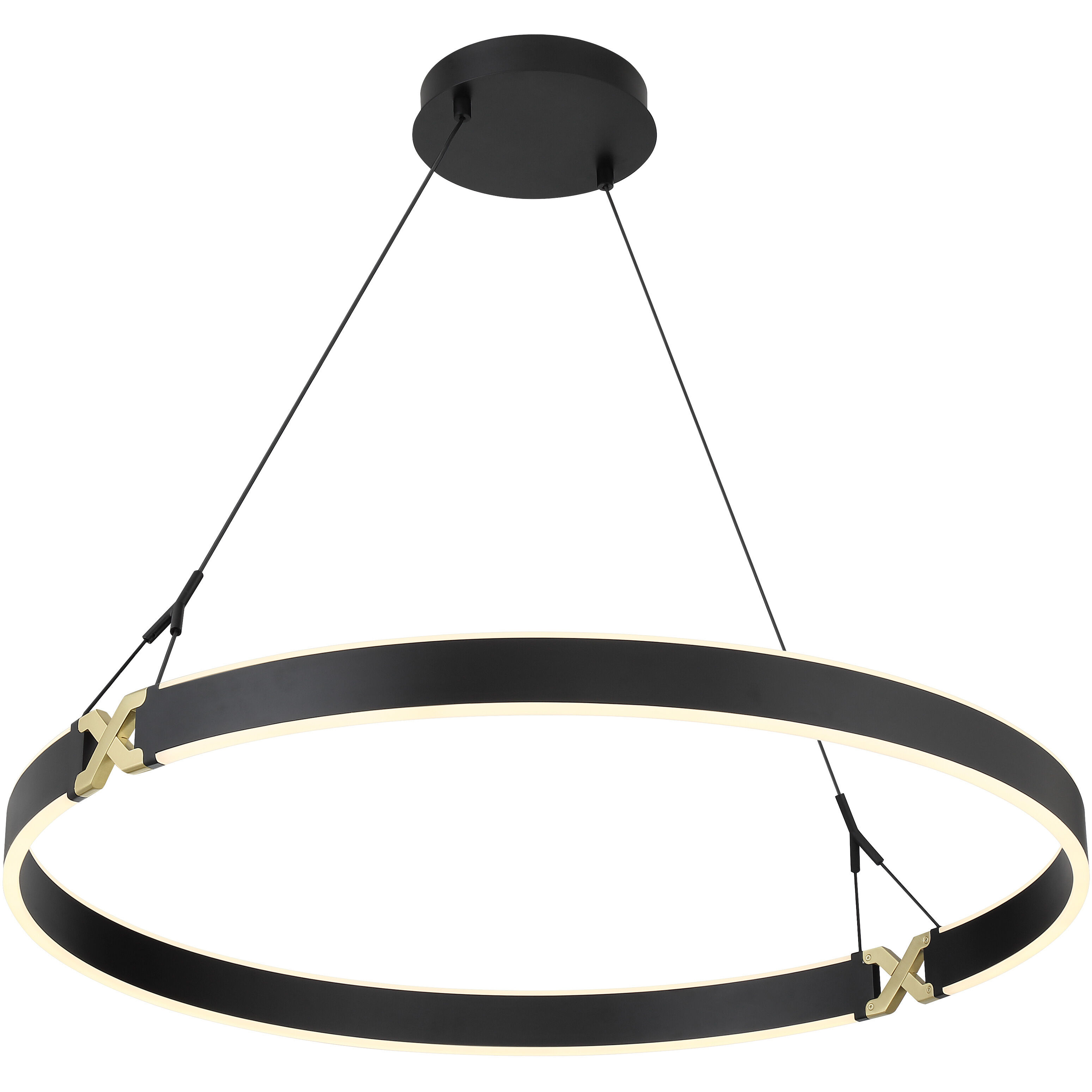 Recovery X LED 33.5 inch Coal And Satin Brass Pendant Ceiling Light