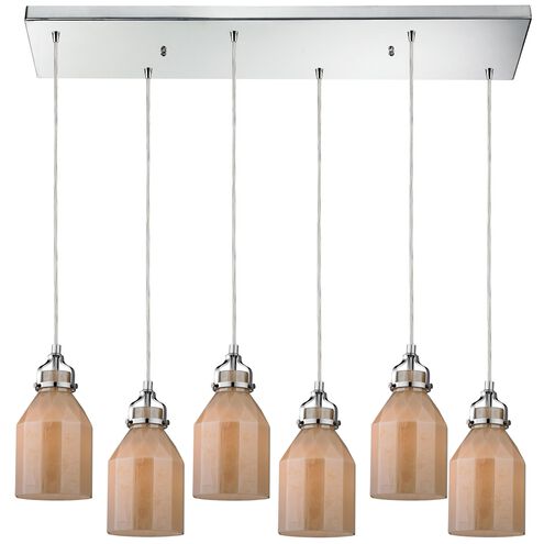 Danica 6 Light 30 inch Polished Chrome with Amber Pendant Ceiling Light