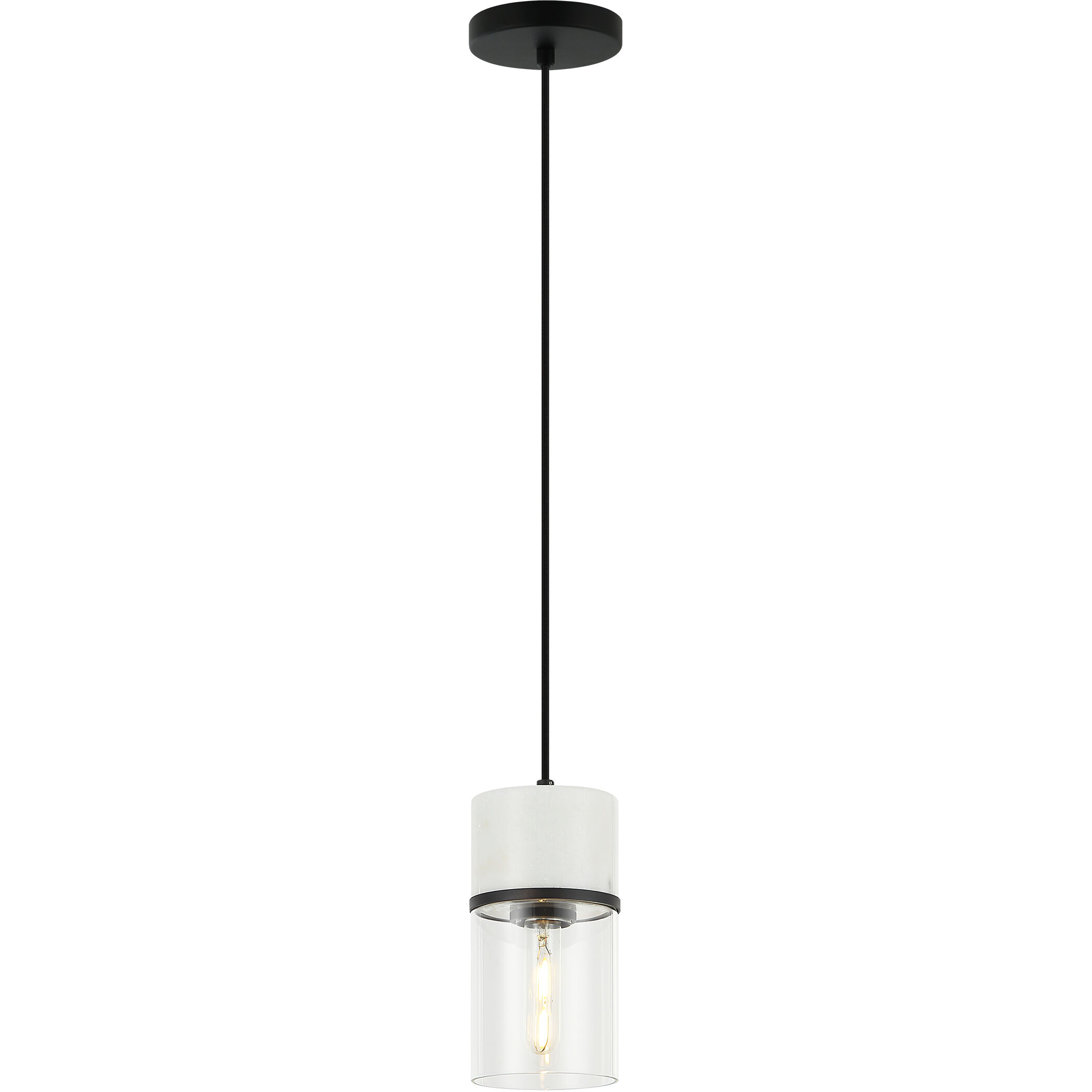 Marmor 1 Light 4.5 inch Matte Black and White Marble Pendant Ceiling Light