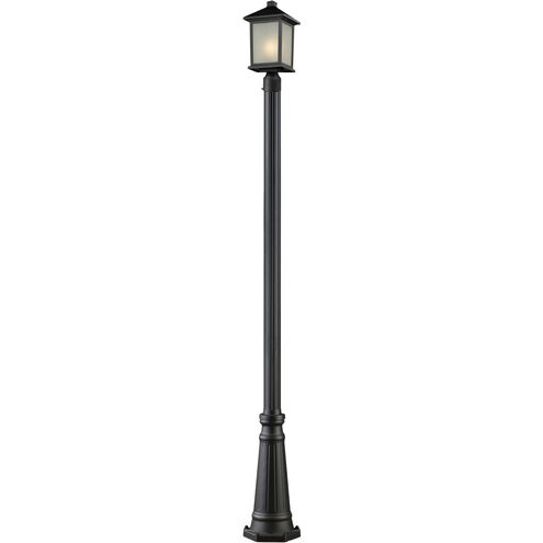 Holbrook 1 Light 110 inch Black Outdoor Post Mounted Fixture in White Seedy Glass