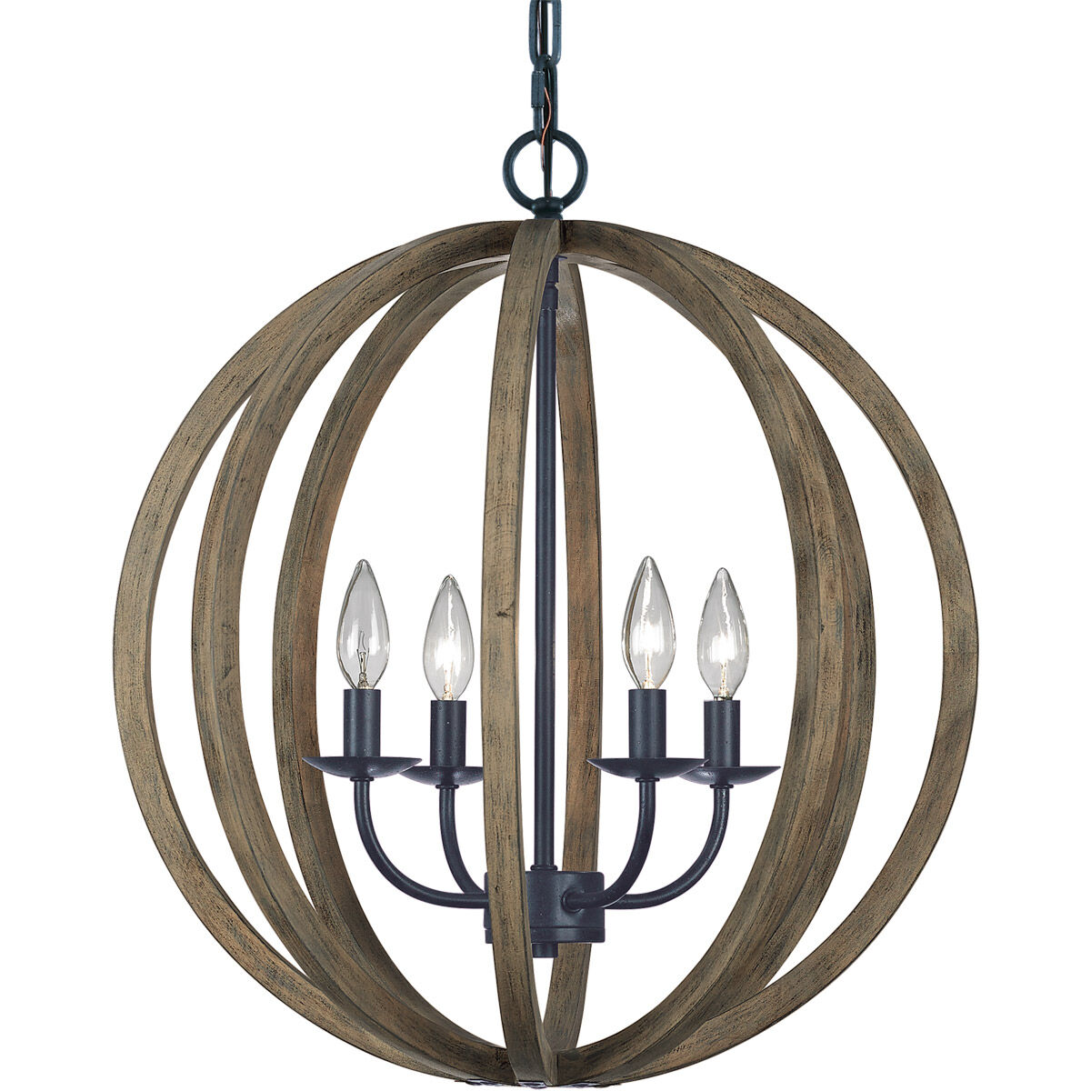 Sean Lavin Allier 4 Light 20.5 inch Weathered Oak Wood / Antique Forged Iron Pendant Ceiling Light