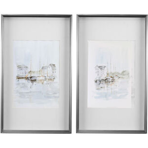 New England Port 35 X 21 inch Framed Prints, Set of 2